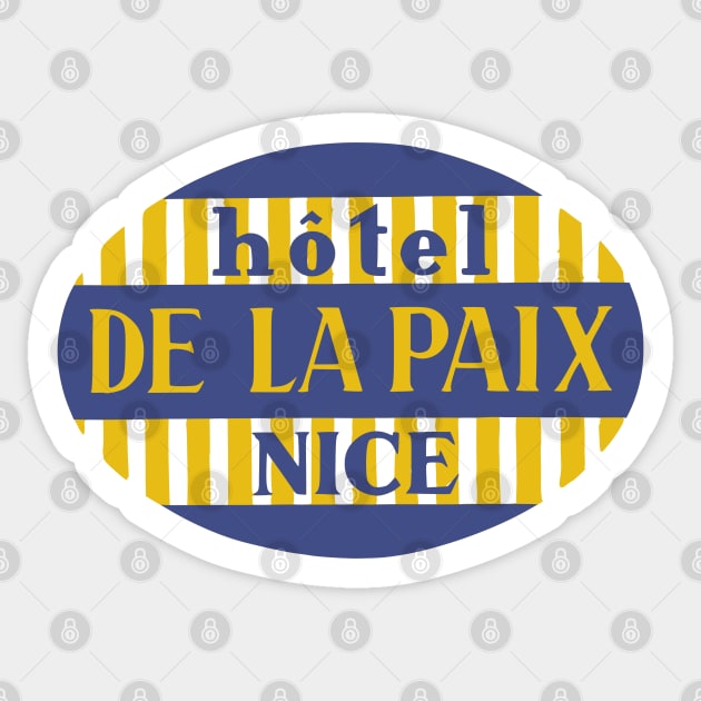 Nice France Hotel de la Paix Nice France Vintage Travel Sticker Retro Luggage Label Cote d'Azur Sticker by Yesteeyear